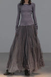 marc le bihan 21907 gray-purple open back long-sleeved ballet dress